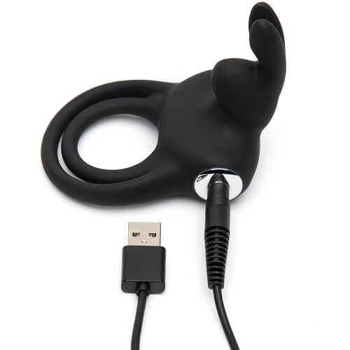 Happy Rabbit Couples Stimulating USB Rechargeable Rabbit Love Ring Black - Image 5