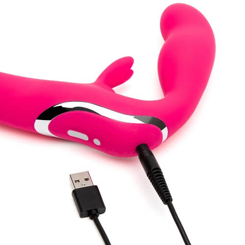 Happy Rabbit Rechargeable Vibrating Strapless Strap On Pink - Image 3