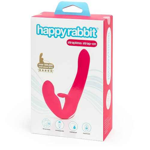 Happy Rabbit Rechargeable Vibrating Strapless Strap On Pink - Image 4