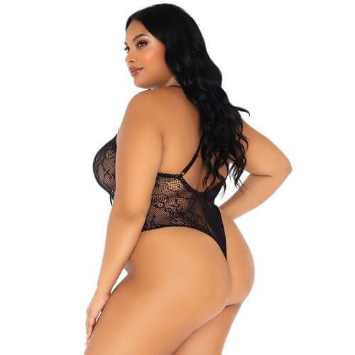 Leg Avenue Plus Size Floral Lace Thong Body - Image 4
