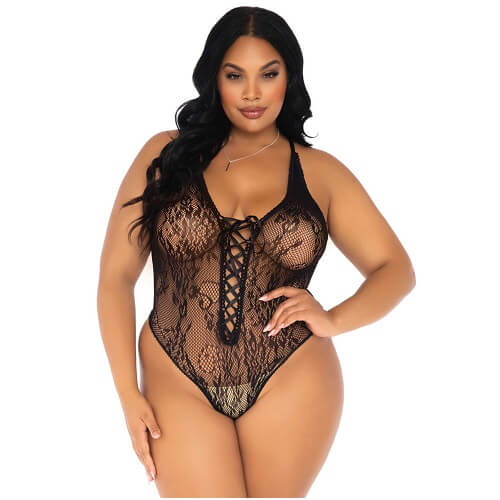 Leg Avenue Plus Size Floral Lace Thong Body - Image 3