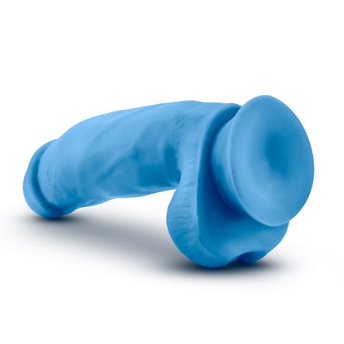 7 inch Realistic Silicone Dual Density Girthy Dildo with Suction Cup and Balls Blue - Image 5