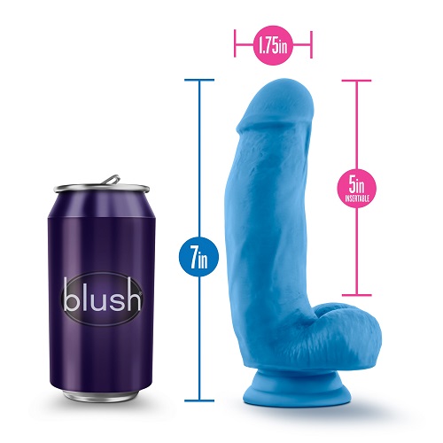 7 inch Realistic Silicone Dual Density Girthy Dildo with Suction Cup and Balls Blue - Image 8
