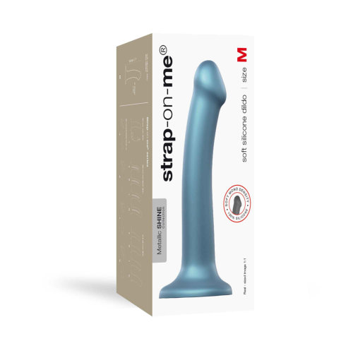Strap-on-Me Duck Egg Blue Metallic Shine Mono Density Dildo Medium - Image 5