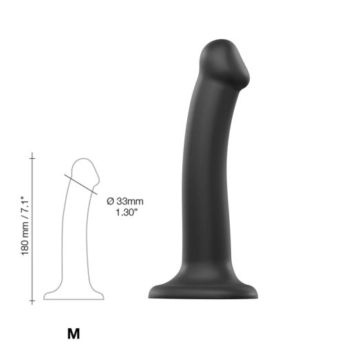 Strap-on-Me Semi-Realistic Dual Density Bendable Dildo Black Medium - Image 5