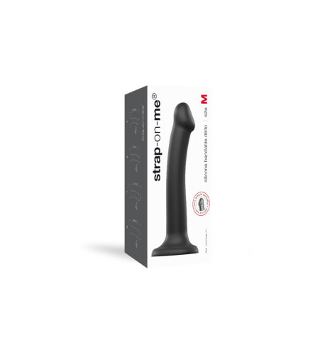 Strap-on-Me Semi-Realistic Dual Density Bendable Dildo Black Medium - Image 6