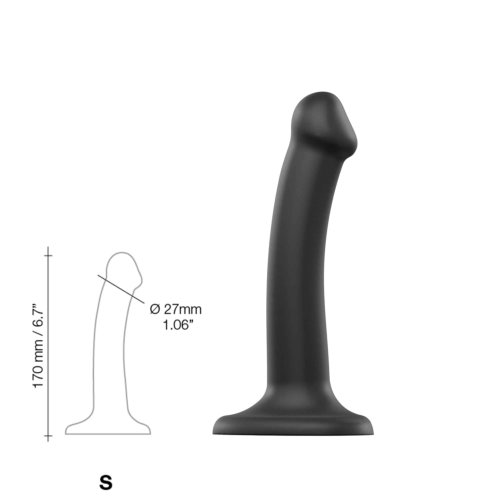 Strap-on-Me Semi-Realistic Dual Density Bendable Dildo Black Small - Image 5