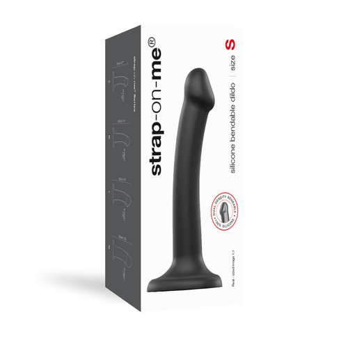 Strap-on-Me Semi-Realistic Dual Density Bendable Dildo Black Small - Image 6