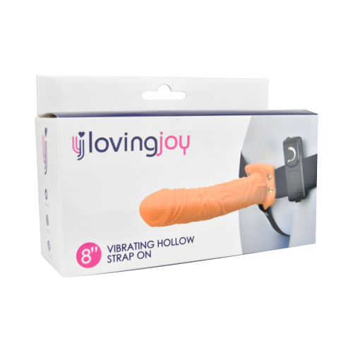 Loving Joy 8 Inch Vibrating Hollow Strap On Vanilla - Image 7