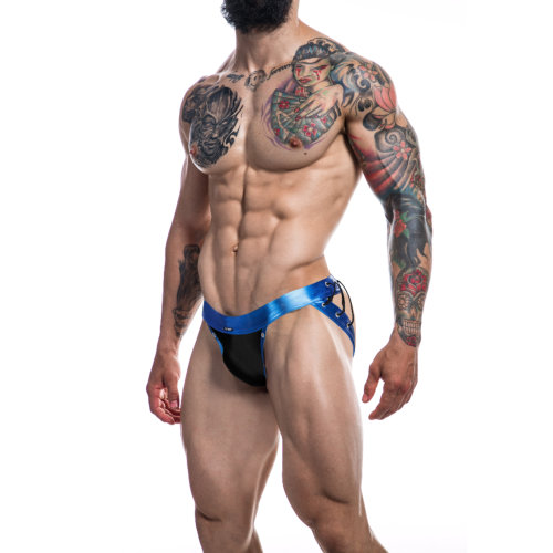 C4M Desire Jockstrap Blue Leatherette Medium - Image 4