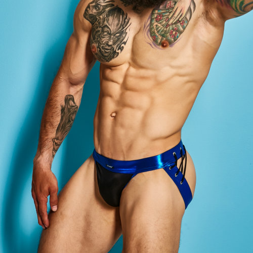 C4M Desire Jockstrap Blue Leatherette Large - Image 6