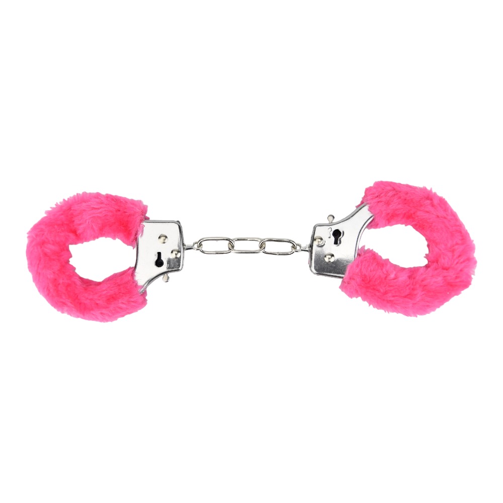 Bound to Play. Heavy Duty Furry Handcuffs Pink - Image 2