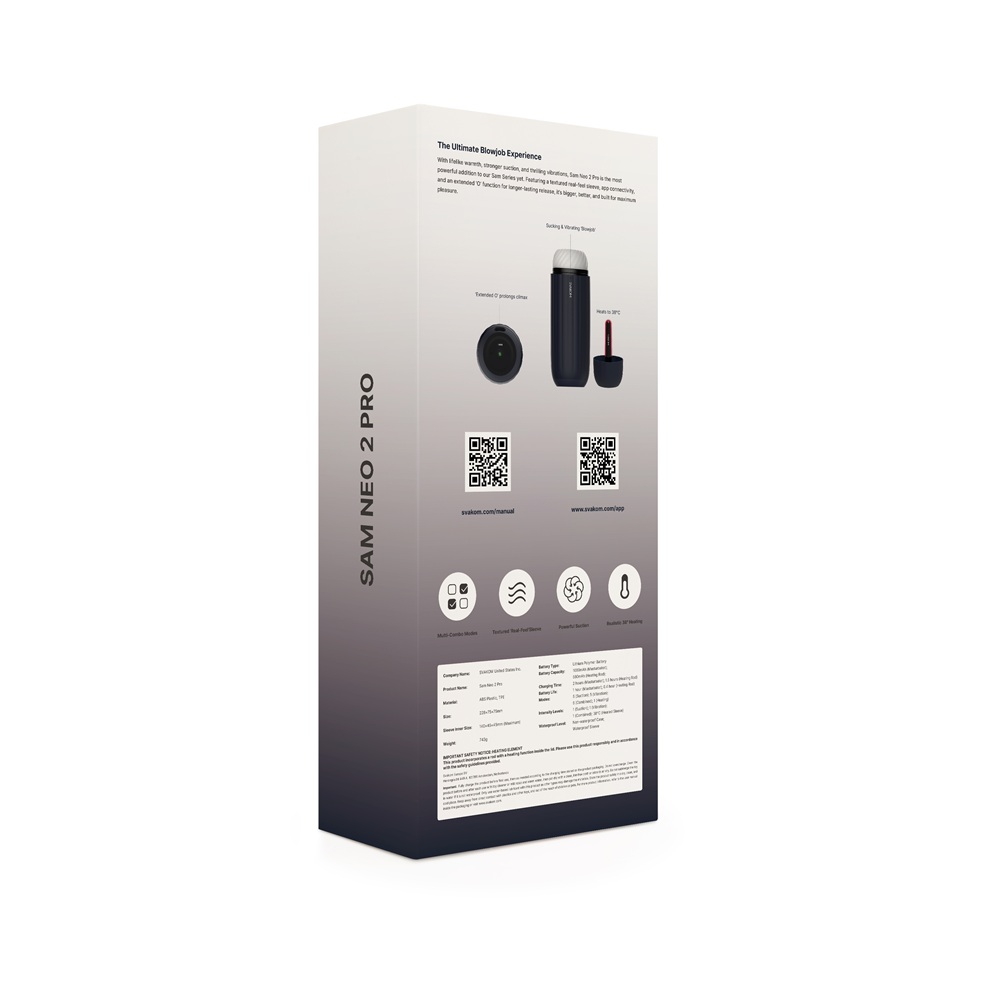 Svakom Sam Neo 2 Pro Interactive Heating Sucking and Vibrating Masturbator - Image 14