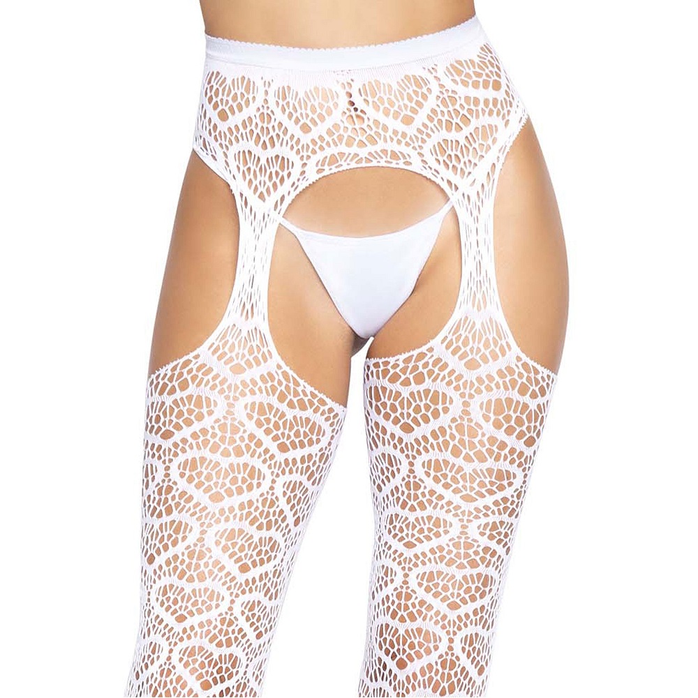 Leg Avenue Heart Net Suspender Tights White - Image 7