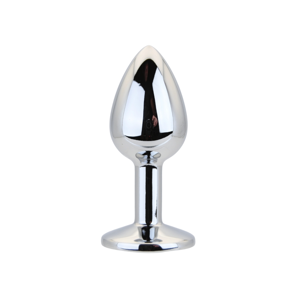 Toosh Silver Metal Butt Plug Small Clear Stone - Image 2