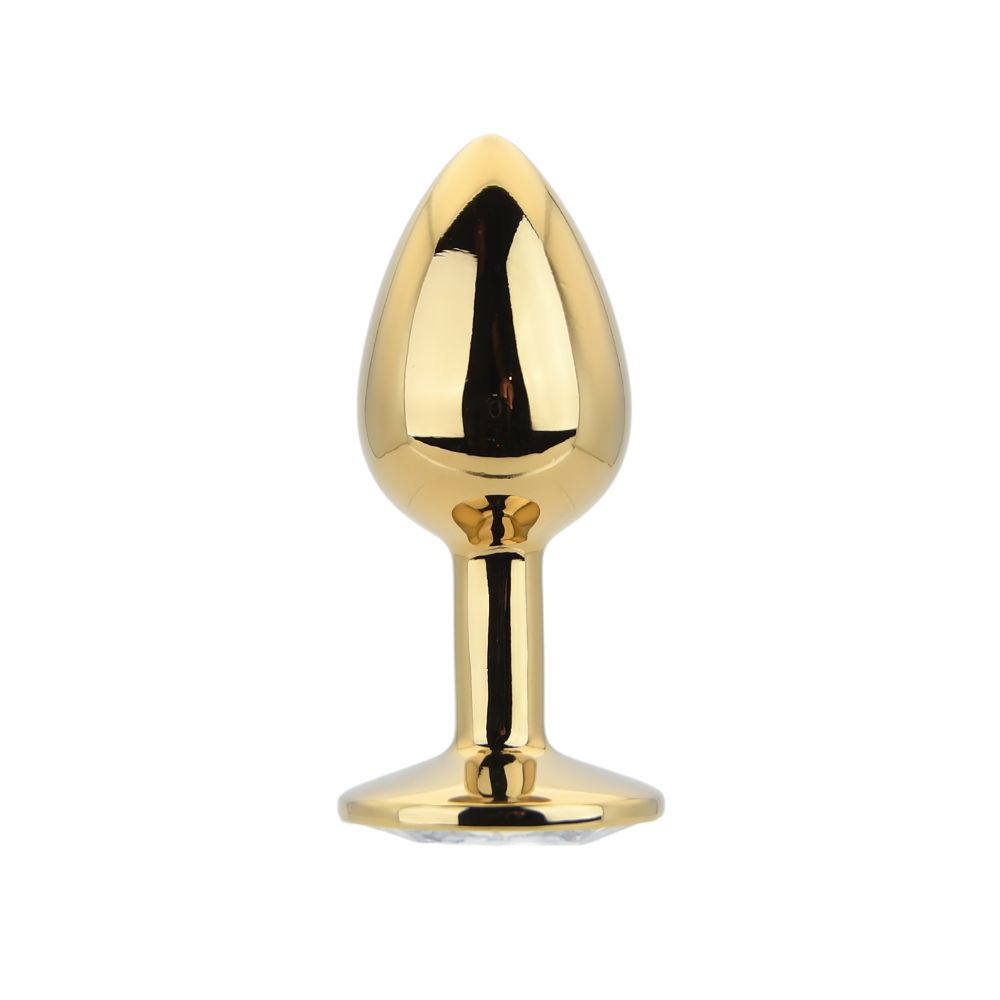 Toosh Gold Metal Butt Plug Small Clear Stone - Image 2