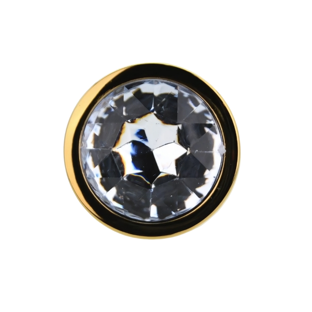 Toosh Gold Metal Butt Plug Medium Clear Stone - Image 7