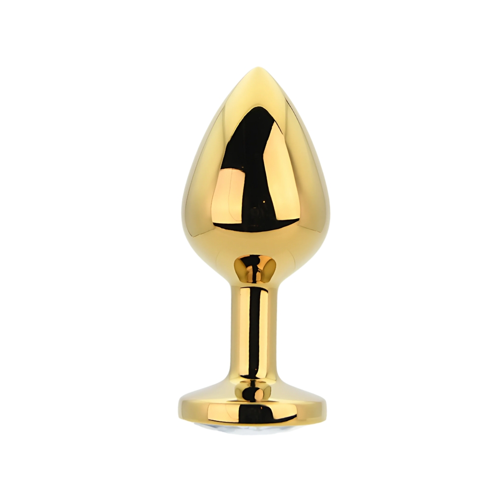 Toosh Gold Metal Butt Plug Medium Clear Stone - Image 2