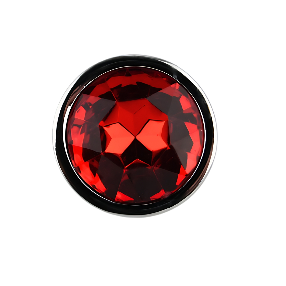 Toosh Silver Metal Butt Plug Small Red Stone - Image 5