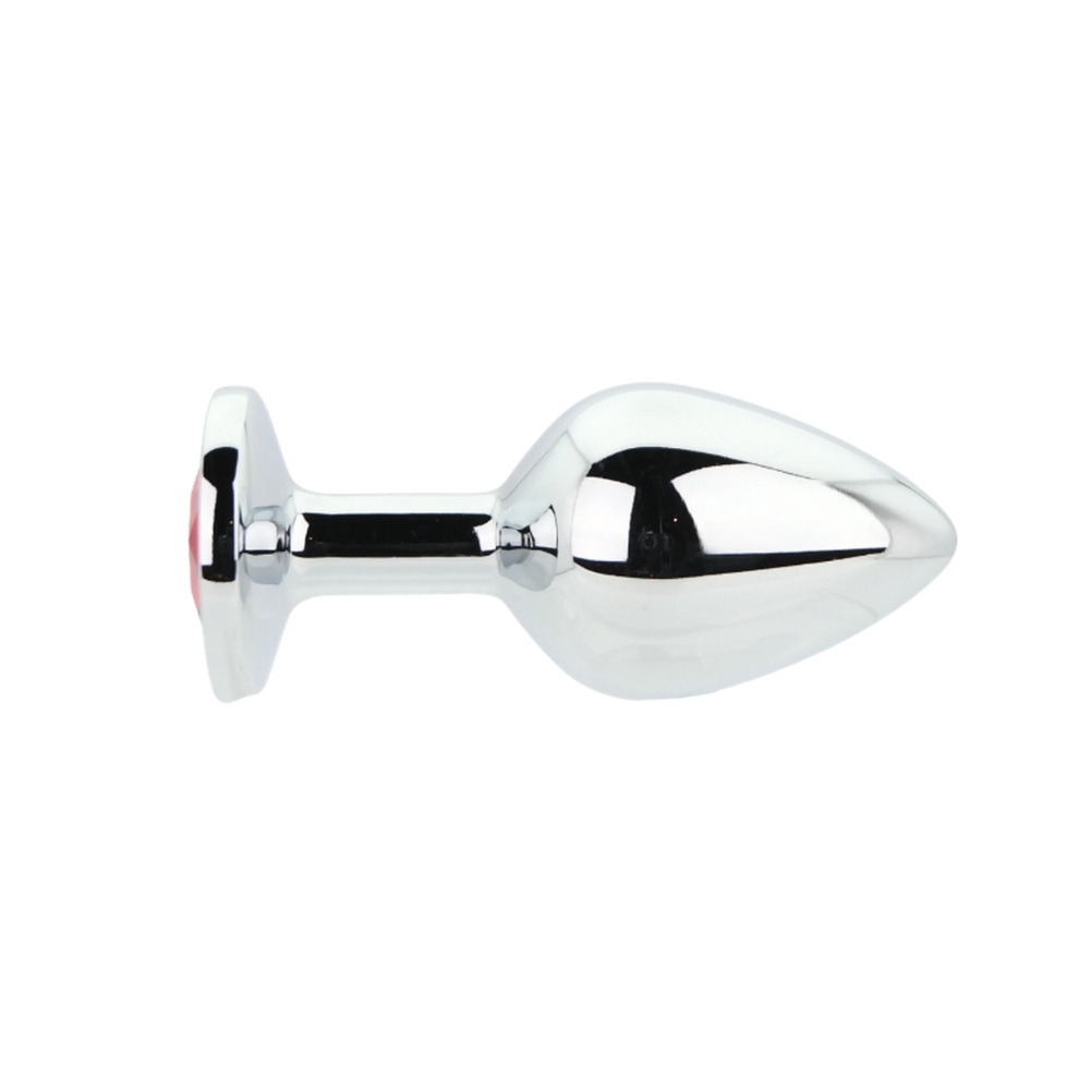 Toosh Silver Metal Butt Plug Medium Red Stone - Image 4