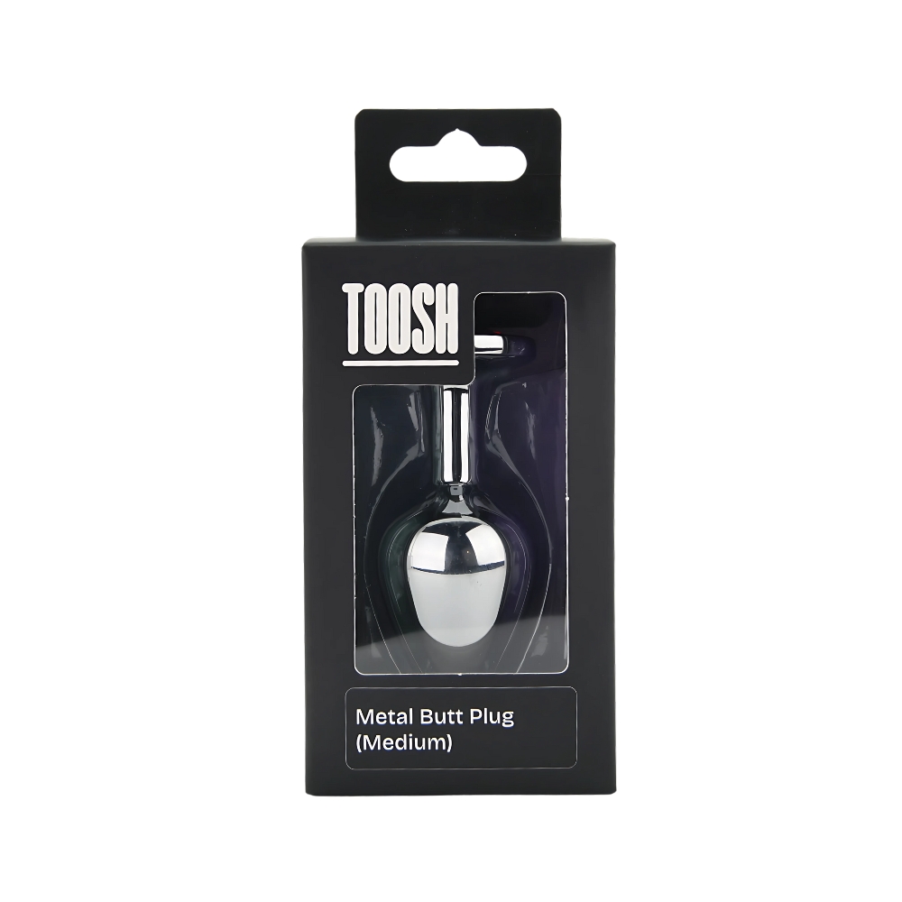 Toosh Silver Metal Butt Plug Medium Red Stone - Image 9
