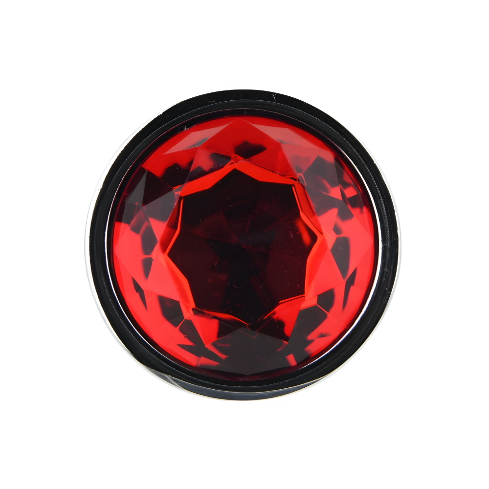 Toosh Silver Metal Butt Plug Large Red Stone - Image 6