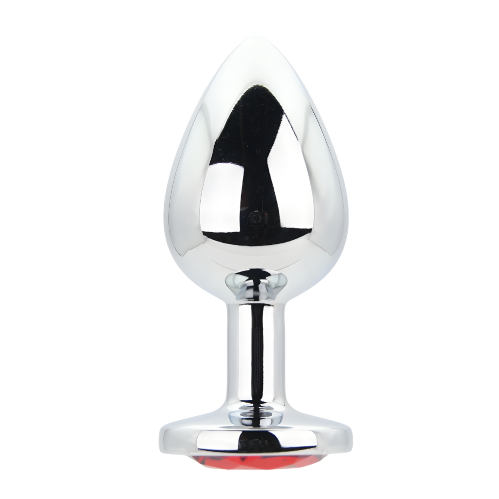 Toosh Silver Metal Butt Plug Large Red Stone - Image 2