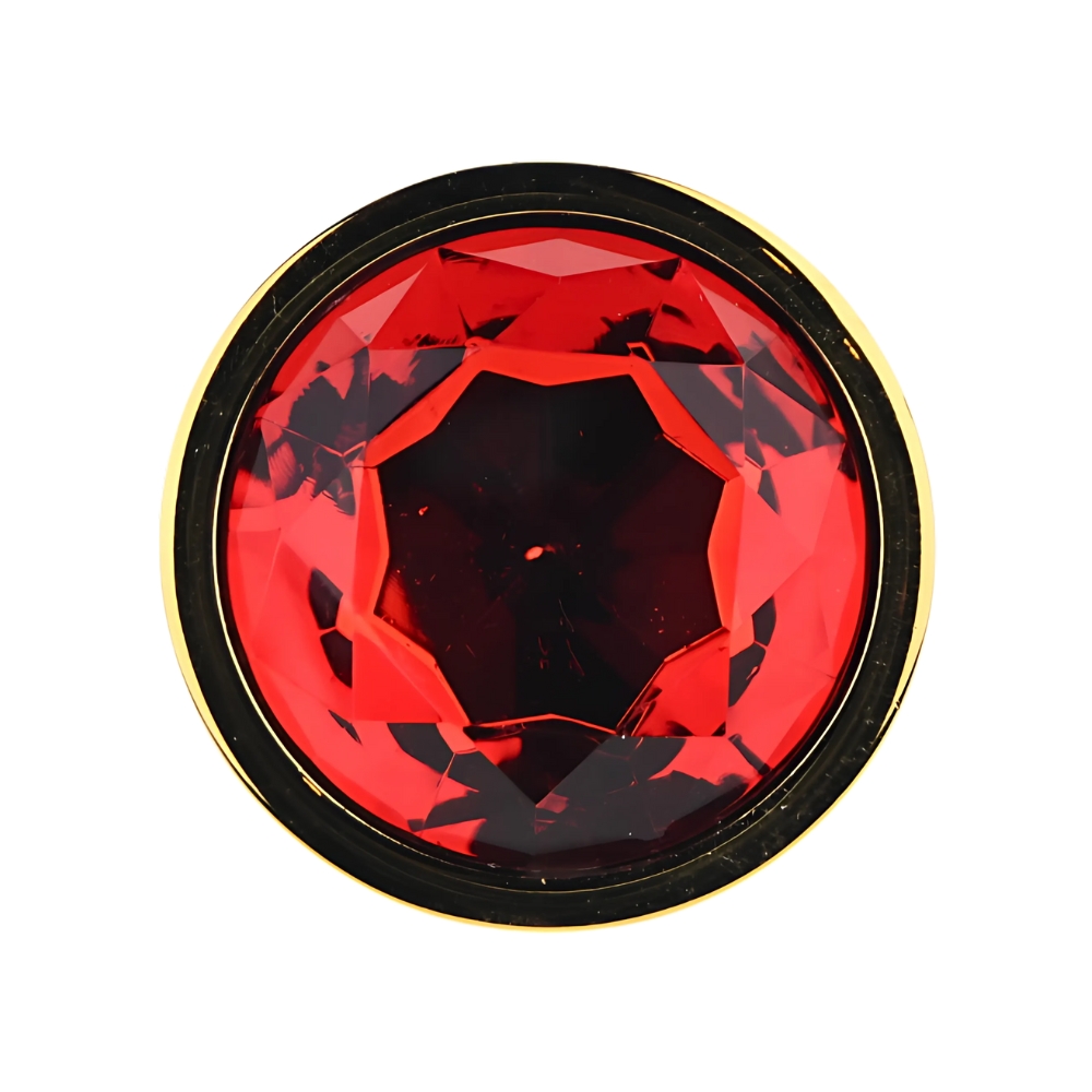Toosh Gold Metal Butt Plug Large Red Stone - Image 6