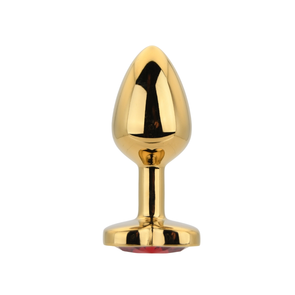 Toosh Heart Shaped Gold Butt Plug with Red Stone Small - Image 2