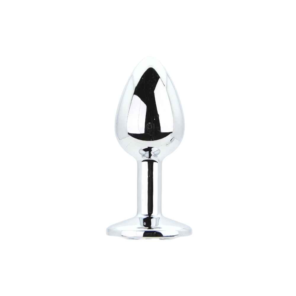Toosh Metal Butt Plug Silver Set of 3 Clear Stone - Image 8