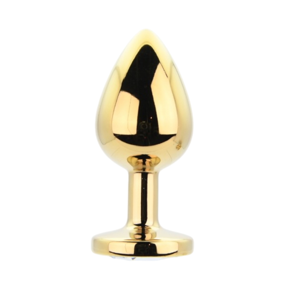 Toosh Metal Butt Plug Gold Set of 3 Clear Stone - Image 5