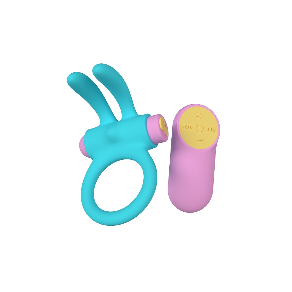 Party Color RINY Remote Control Rabbit Cock Ring Blue