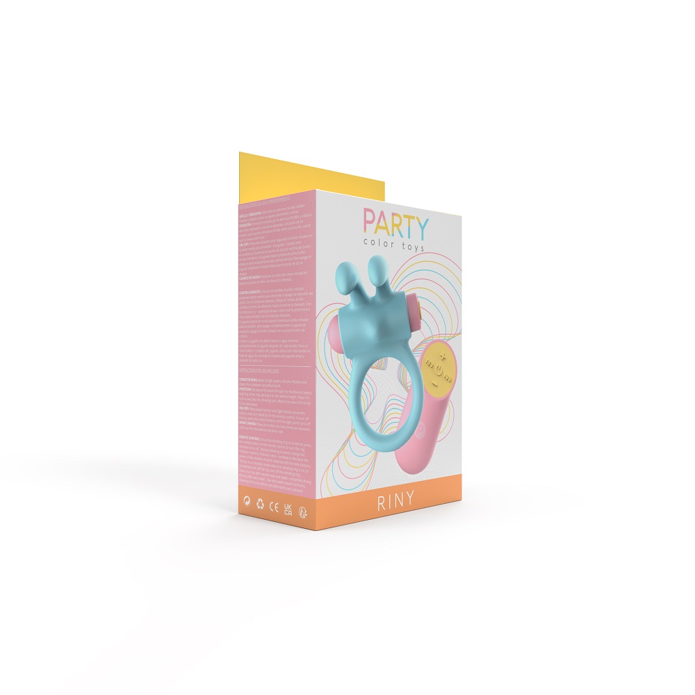 Party Color RINY Remote Control Rabbit Cock Ring Blue - Image 10