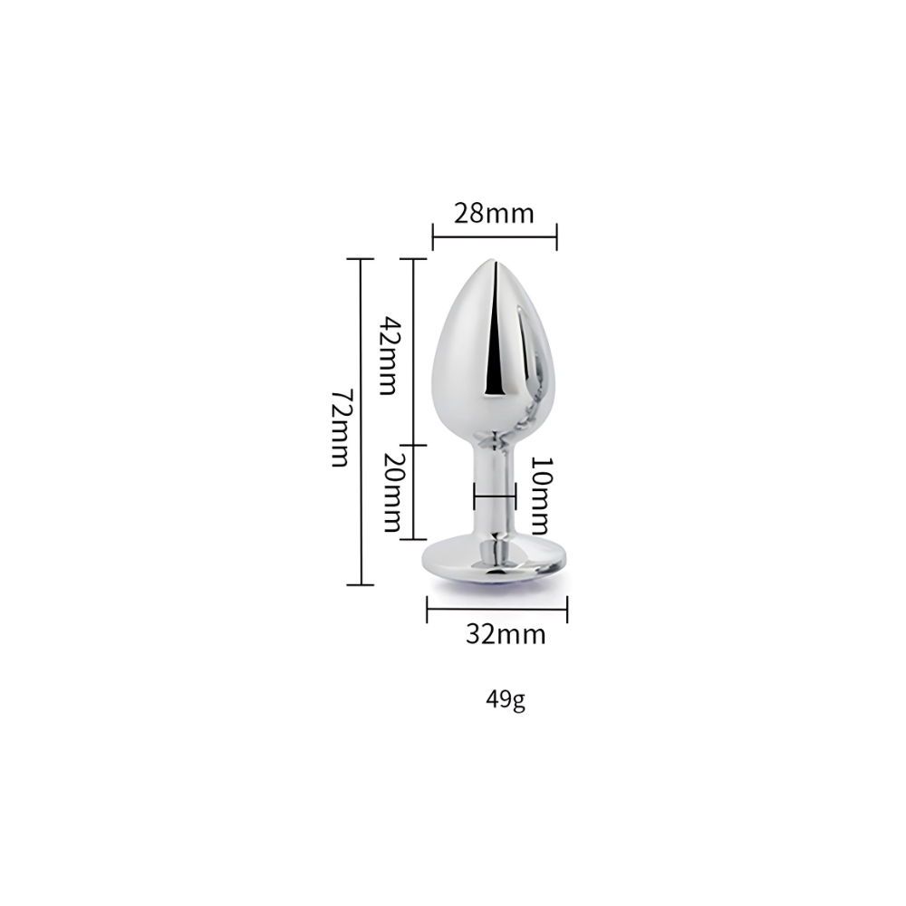 Toosh Silver Metal Butt Plug Small Clear Stone - Image 8