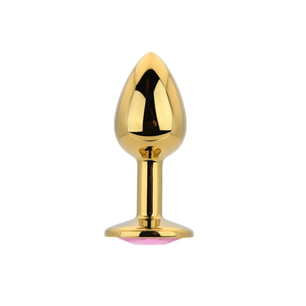 Toosh Gold Metal Butt Plug Small Pink Stone - Image 2