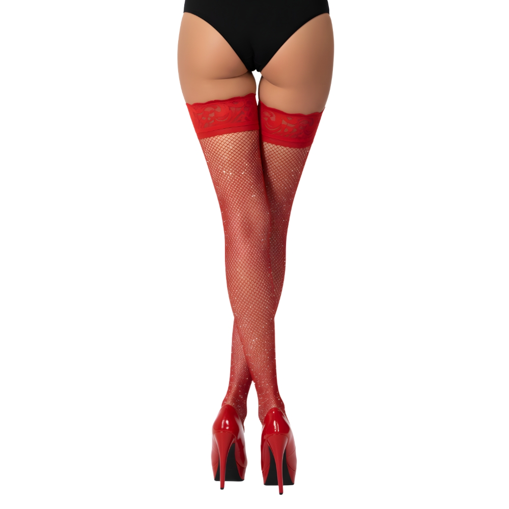 Lace by LJ Fishnet Thigh High Stockings with Rhinestones - Image 11