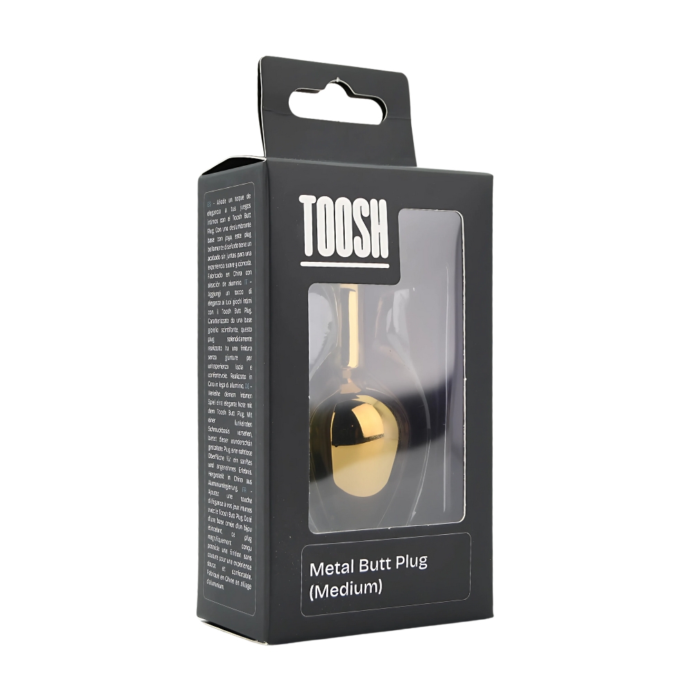 Toosh Gold Metal Butt Plug Medium Pink Stone - Image 9