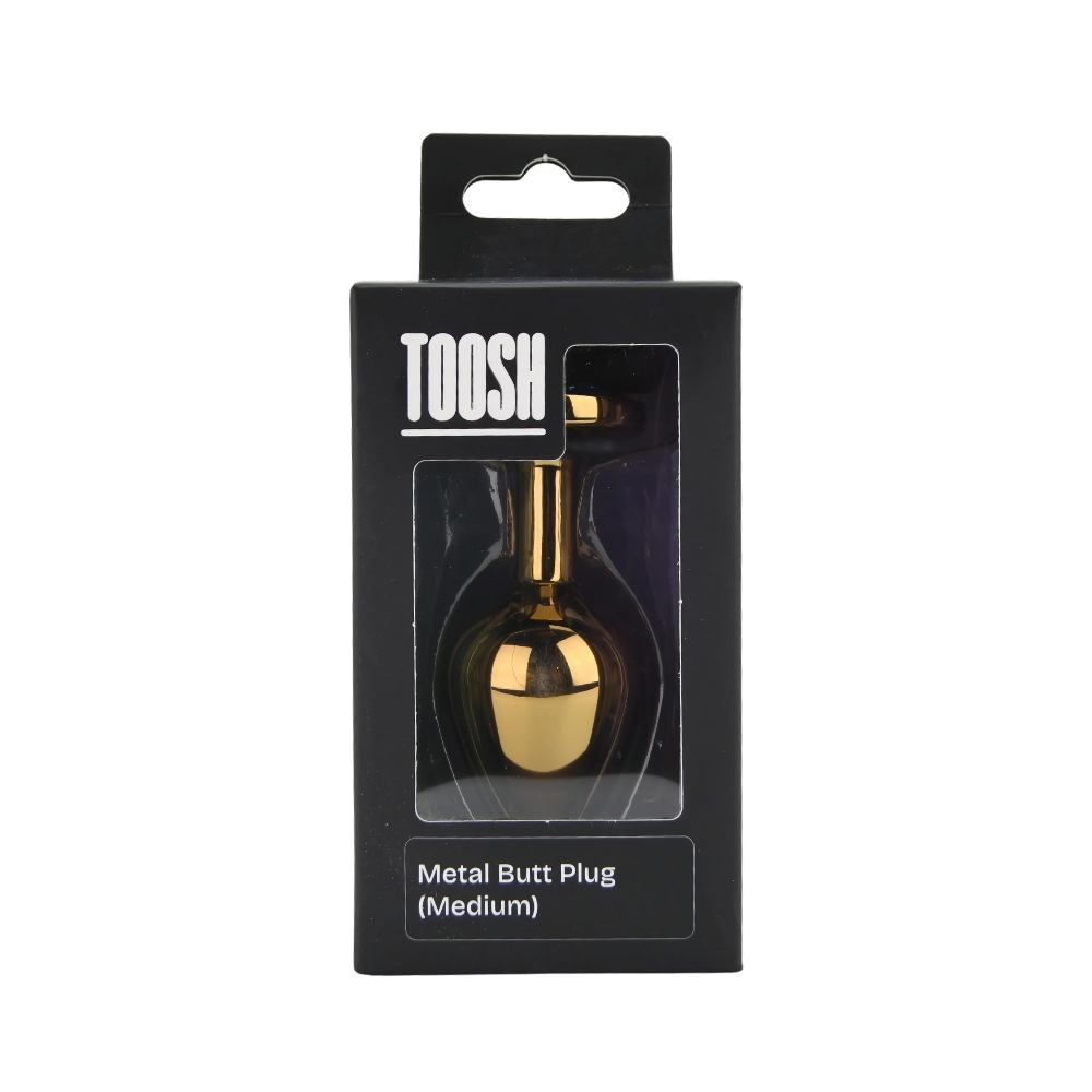 Toosh Gold Metal Butt Plug Medium Pink Stone - Image 8