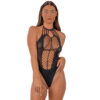 Lace by LJ Strappy Halter Teddy Black